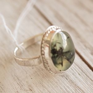 Prehenite gemstone in sterling silver